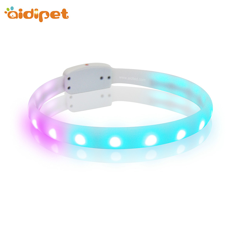 Collare di cane infiammante ricaricabile del silicone del LED di USB variopinto promozionale