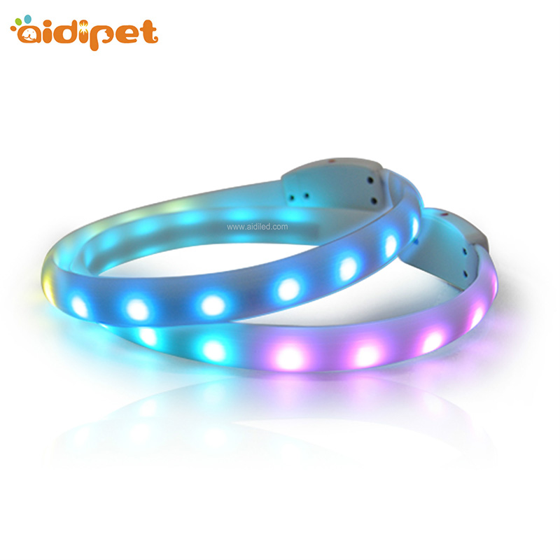 Collare di cane infiammante ricaricabile del silicone del LED di USB variopinto promozionale