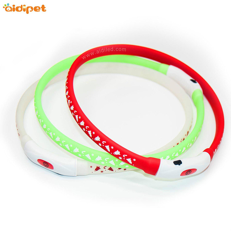 Fashion Led Pet Light Up Dog ricarica silicone illuminato riflettente Led Tracking cane collare impermeabile