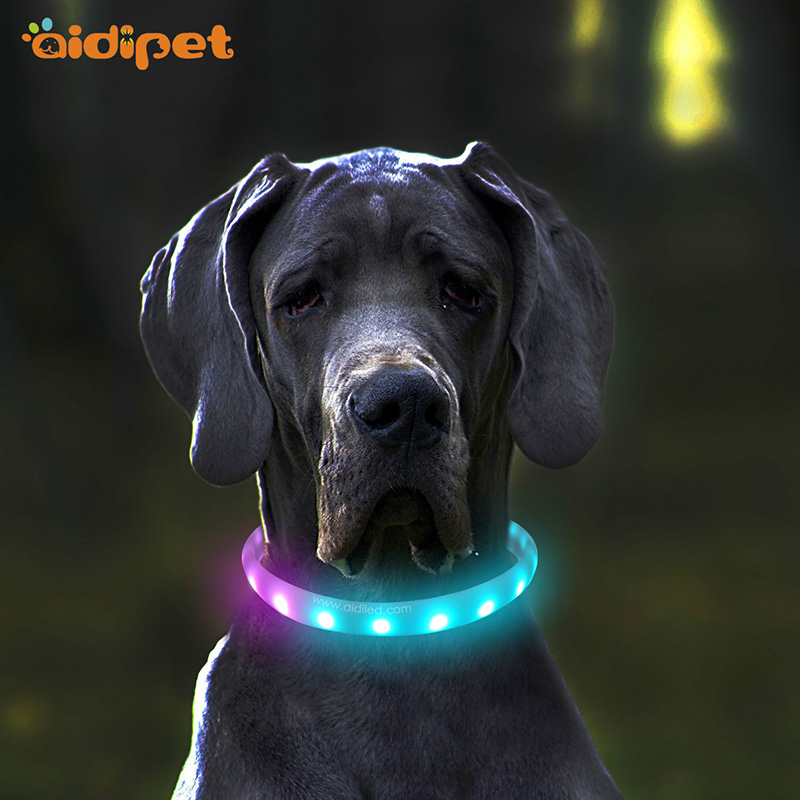 Collare di cane infiammante ricaricabile del silicone del LED di USB variopinto promozionale