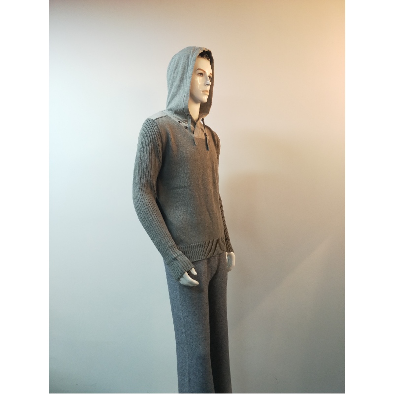 MAGLIONE CON CAPPUCCIO GRIGIO RLMS0038F