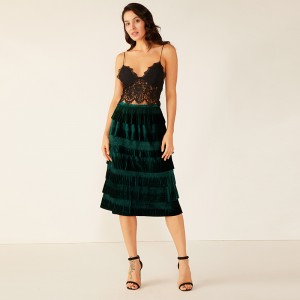 Canotta con volant in chiffon sexy casual da donna di alta qualità Deep V