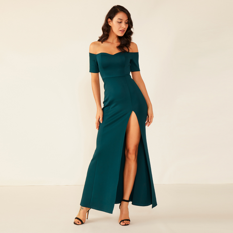 Abito da donna sexy monospalla con scollo a barchetta Stile Moda Abiti Donna Lady Elegante WM0009