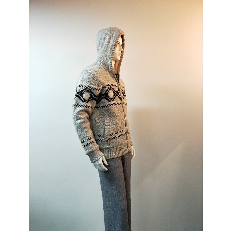 CAPPOTTO MAGLIONE CON CAPPUCCIO GRIGIO STAMPA RLMS0066F
