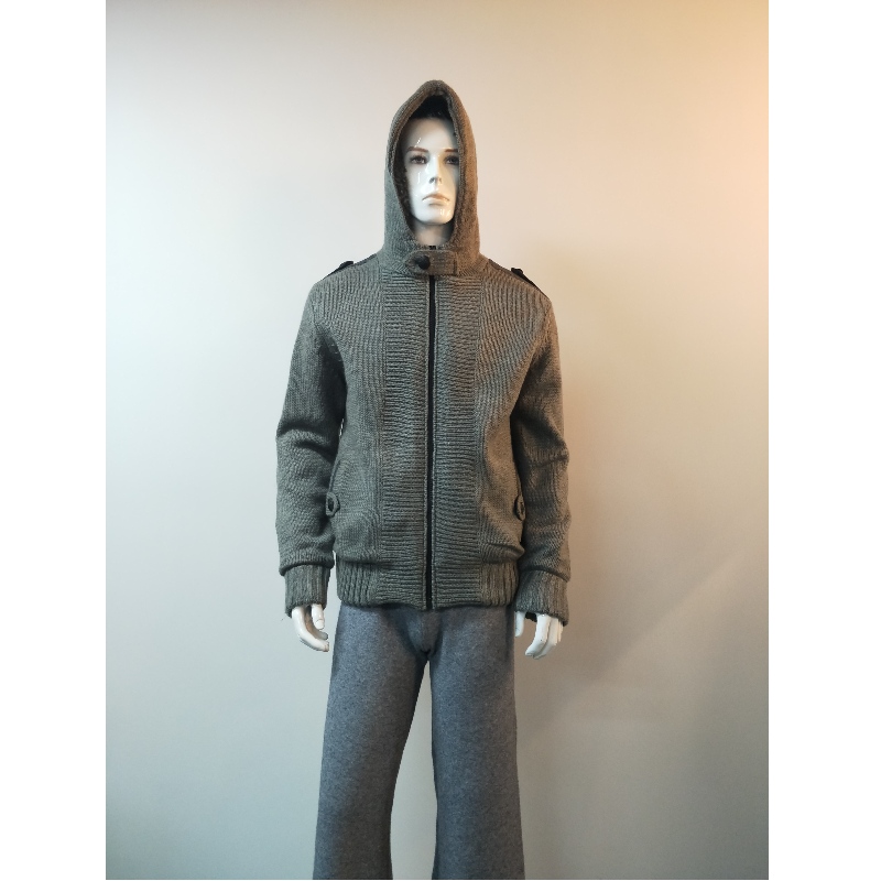 CAPPOTTO MAGLIONE GRIGIO CON CAPPUCCIO RLMS0069F