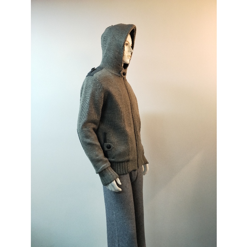 CAPPOTTO MAGLIONE GRIGIO CON CAPPUCCIO RLMS0069F