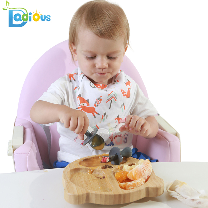 Best Seller Primi utensili per neonati autoalimentati Cucchiaio per bambini corto Cucchiai e forchette in PP per alimenti per bambini