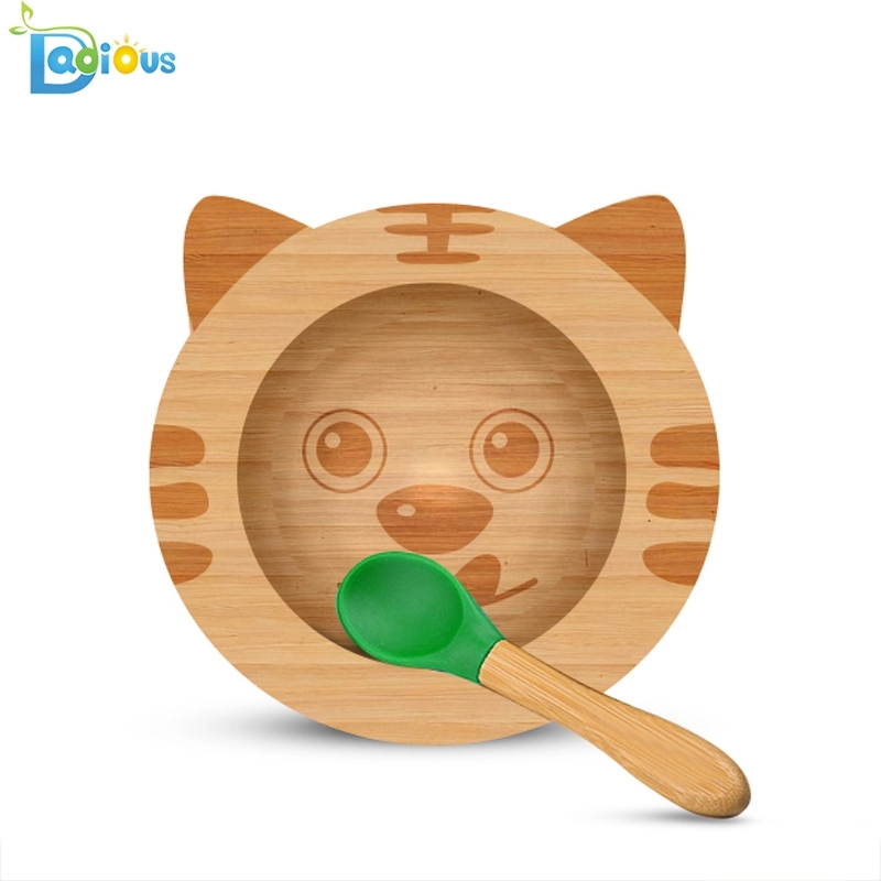 Piastra di aspirazione di bambù a prova di fuoriuscita del silicone del piatto del bambino di alimentazione di bambù ecologica del bambino