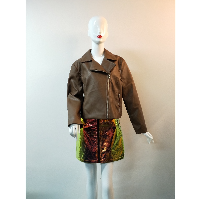 GIACCA BIKER PU MARRONE RLWPJ0029N