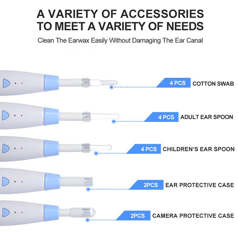 Strumento di rimozione della cera per orecchie otoscopiche wireless con otoscopio con 6 luci a LED per iPhone, iPad, dispositivi Android