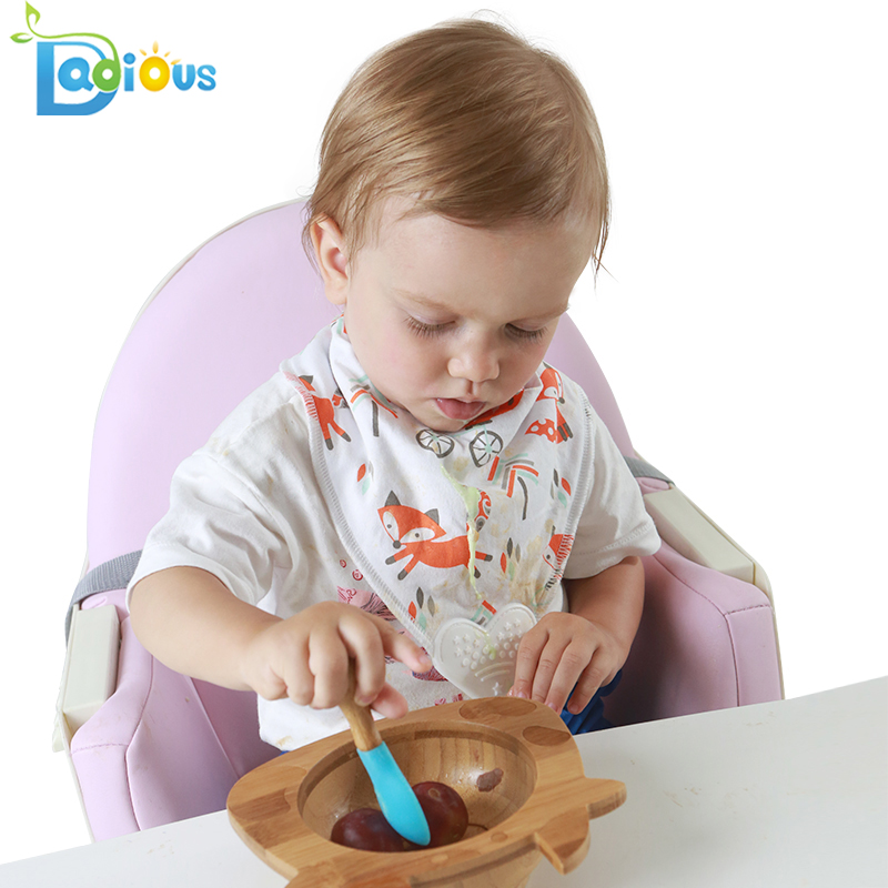 Cucchiai per neonati dal design unico Utensili da cucina in bambù con alimentazione automatica Cucchiai per bambini con punta morbida per l'allenamento