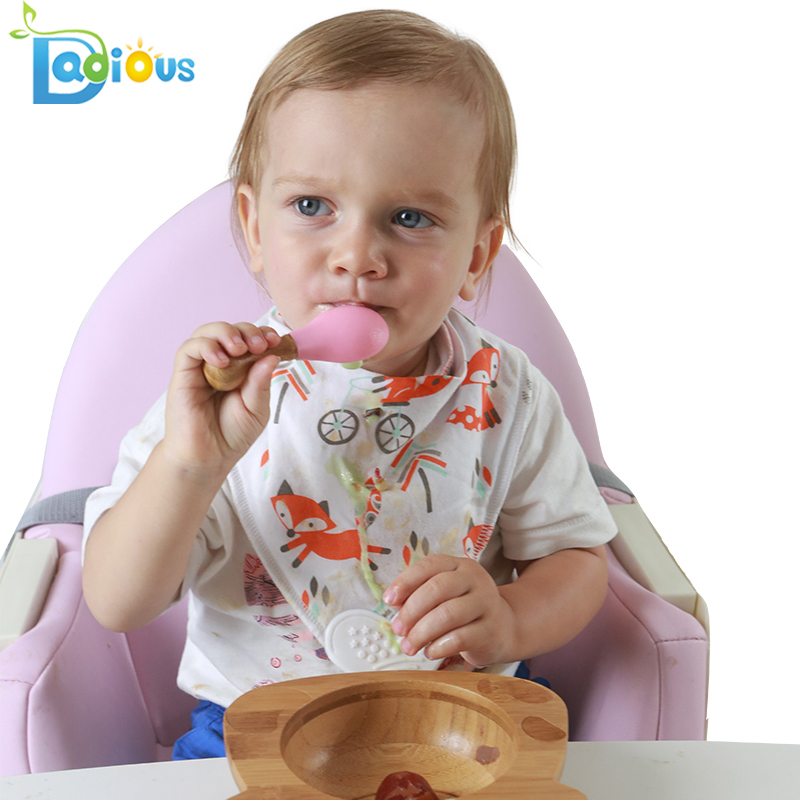 Cucchiai per neonati dal design unico Utensili da cucina in bambù con alimentazione automatica Cucchiai per bambini con punta morbida per l'allenamento