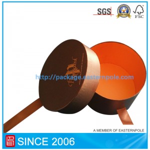 Scatola tonda di lusso con chiusura a nastro