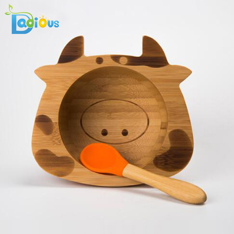Ciotola di bambù organica del bambino del regalo della ciotola Ciotola di bambù di bambù di forma animale della ciotola di aspirazione del bambino