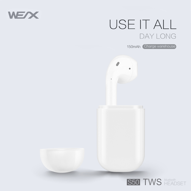 WEX S50 auricolari wireless, vere cuffie stereo wireless, auricolari bluetooth 5.0