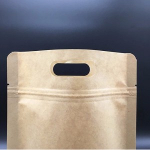 Carta Kraft Stand Up Pouch Con Zichiuk e dae manico tagliato per noci &jujuba e altri frutti secchi