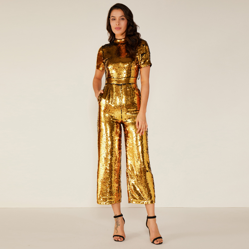 Tuta riflettente per donna con glitter scintillanti sexy