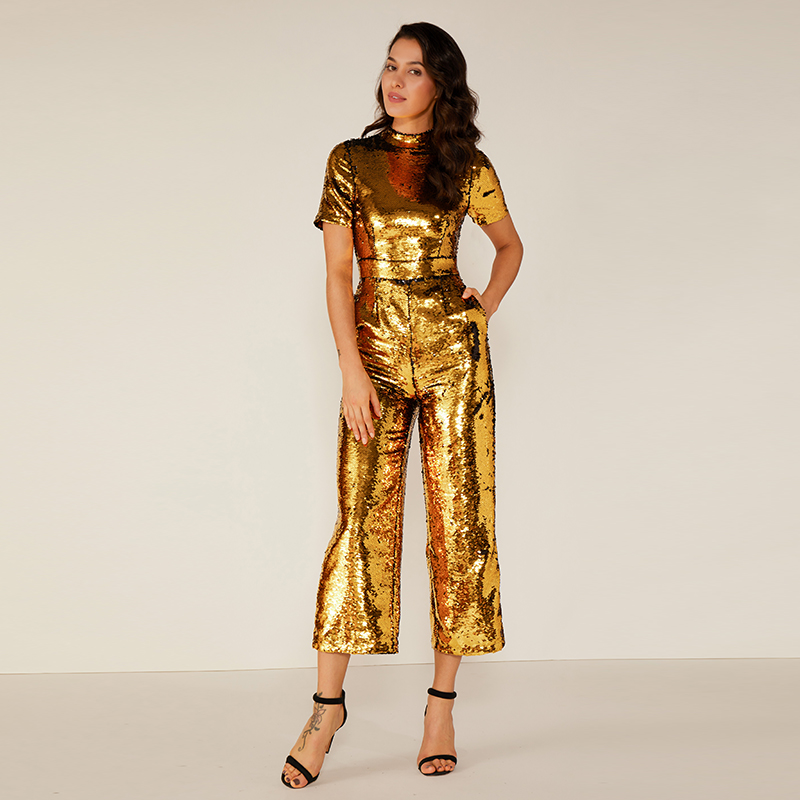Tuta riflettente per donna con glitter scintillanti sexy