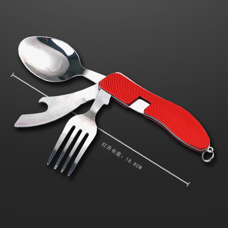 Set di posate pieghevoli multifunzione da esterno con quattro coltelli, forchette e cucchiai
