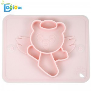 Placemat in silicone monoblocco con logo personalizzato Piastra di alimentazione per bambini con ventosa adatta alla maggior parte dei vassoi per seggioloni