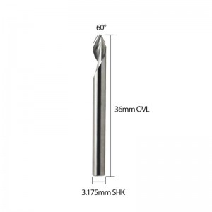 Spirale a 60 gradi V scanalatura strumento per incisione fondo piatto punte del router di CNC codolo da 1/8 di pollice per alluminio MDF rame duro legno 5 pezzi