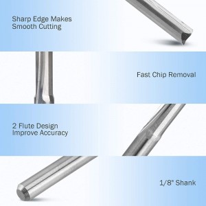 Diametro del codolo da 1/8 \". Frese a doppio taglio per frese diritte Fresa per estremità dritta Fresa a 2 taglienti Taglio CNC Taglio in acciaio al tungsteno Scanalatura diritta Punta per flauto Lunghezza 17 mm, OAL 38,5 mm, confezion...