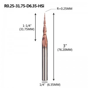 Fresa a punta conica a sfera conica 1/4 \