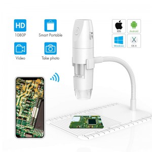 Microscopio WiFi Microscopio digitale wireless da 50X a 1000X, supporto flessibile per osservazione braccio con fotocamera 1080P HD 2.0 MP 8 LED, mini microscopio portatile per PC Android iOS
