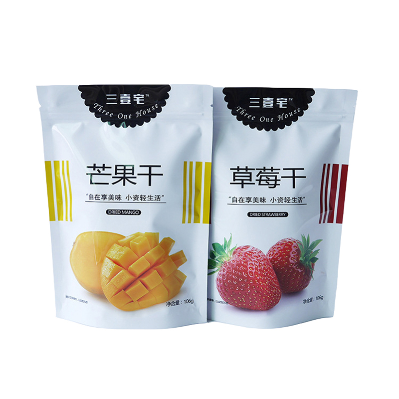 Progetta 100 g 150 g di stampa rotocalco lucida stand up sacchetto di imballaggio per mango secco o frutta