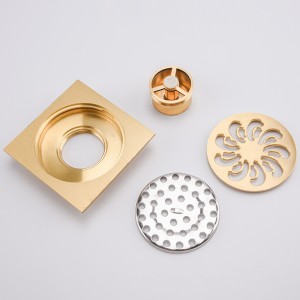 Sifone automatico a pavimento in bronzo nichelato