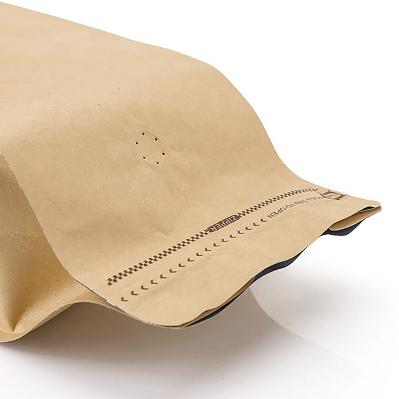 Sacchi di chicchi di caffè in carta kraft marrone a fondo piatto di alta qualità da 100 g 250 g 500 g 1 kg con valvola e chiusura a zip