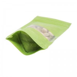 Sacchetti di carta di riso verde risigillabili non stampabili con finestra