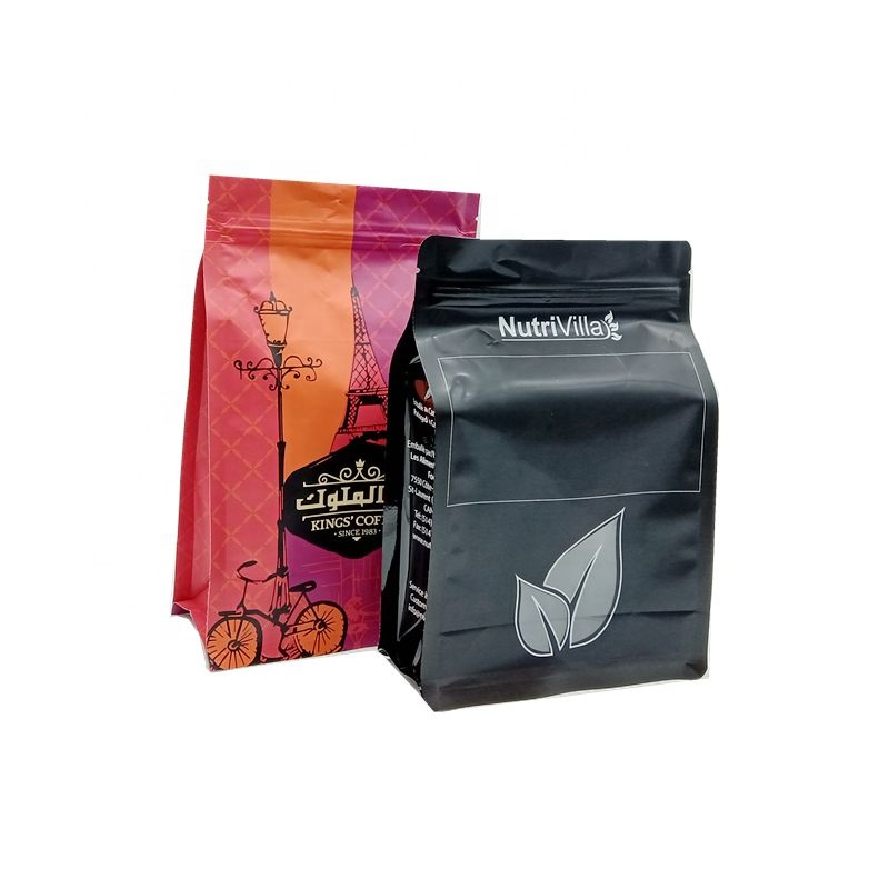 Borsa d'imballaggio del caffè del foglio di alluminio del sacchetto del fondo piatto di stampa variopinta con la finestra