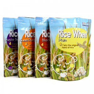 busta richiudibile per alimenti o busta per sacchetti di riso con cerniera sulla parte superiore