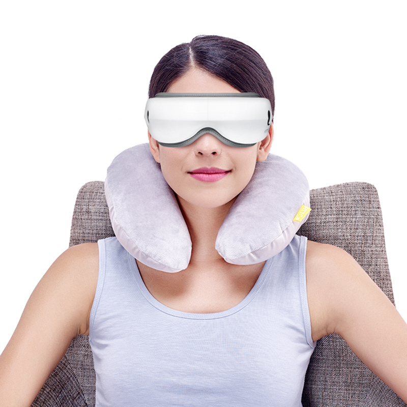 Massaggiatore ricaricabile portatile elettrico pieghevole a 180 ° senza fili Bluetooth per la cura degli occhi con pressione dell'aria, impacco caldo, vibrazione, musica per affaticamento degli occhi, secchezza oculare e occhiaie