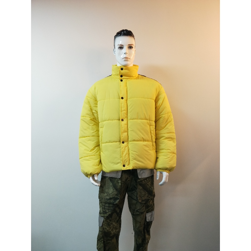 GIACCA PUFFER CON CAPPUCCIO GIALLO RLMPC0011