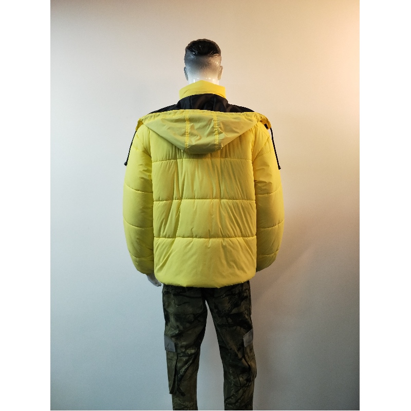 GIACCA PUFFER CON CAPPUCCIO GIALLO RLMPC0011