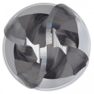 Fresa a sfera in metallo duro, portata extra lunga, finitura non patinata (lucida), elica 30 gradi, 4 scanalature, lunghezza totale 3 \