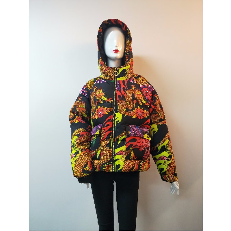 CAPPOTTO PUFFER STAMPA DRAGON DONNA RLWPC0004