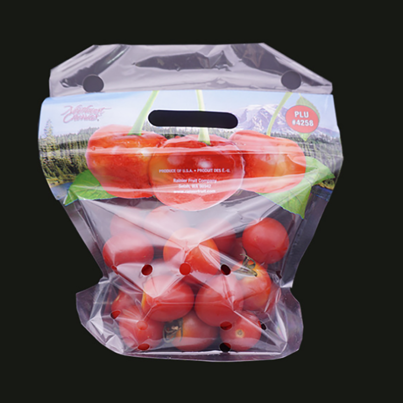 Sacchetto d'imballaggio con chiusura lampo in plastica trasparente ecologica con fori di ventilazione