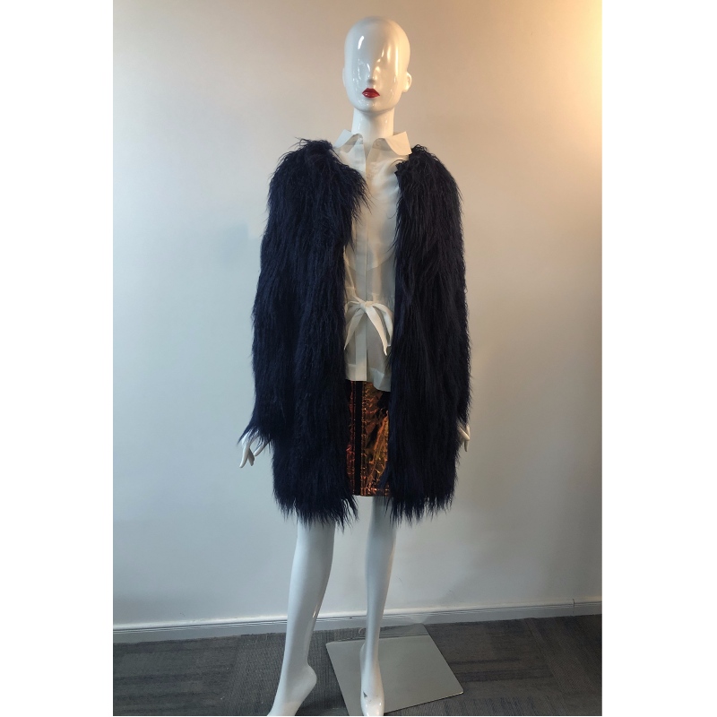 CAPPOTTO IN PELLICCIA BLU MARINO DONNA RLWF0007