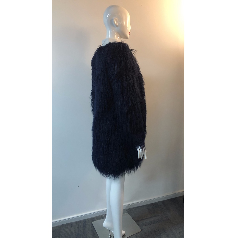 CAPPOTTO IN PELLICCIA BLU MARINO DONNA RLWF0007