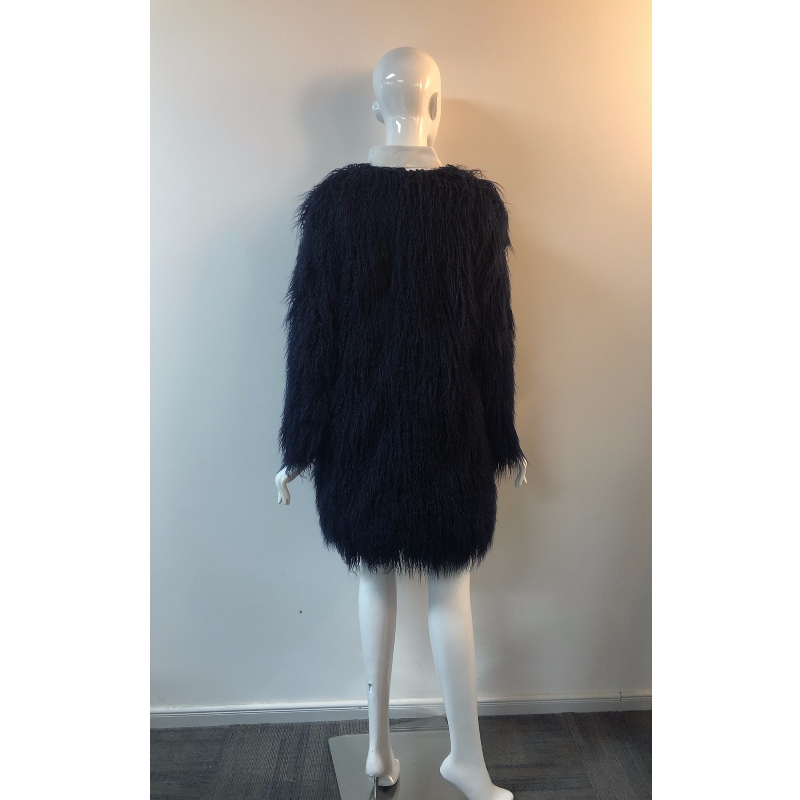 CAPPOTTO IN PELLICCIA BLU MARINO DONNA RLWF0007