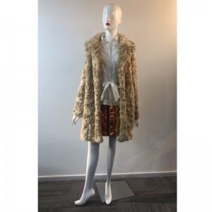 CAPPOTTO LUNGO IN PELLICCIA BEIGE DONNA RLWF0008