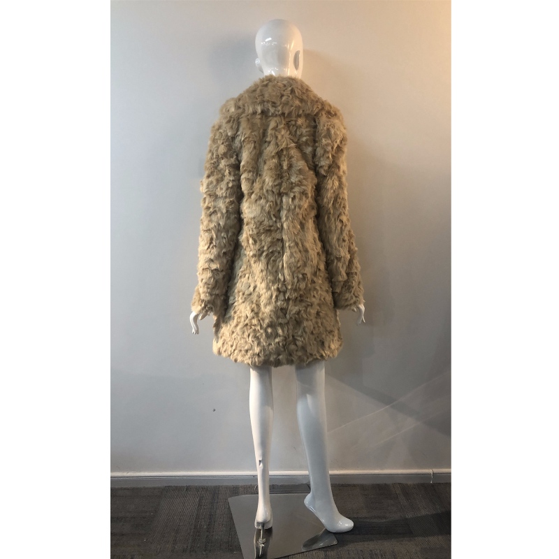 CAPPOTTO LUNGO IN PELLICCIA BEIGE DONNA RLWF0008