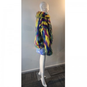 CAPPOTTO IN PELLICCIA COLORATA A RIGHE DA DONNA RLWF0020