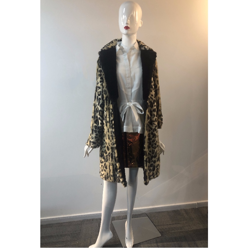 CAPPOTTO IN PELLICCIA STAMPA LEOPARDATA DONNA RLWF0028