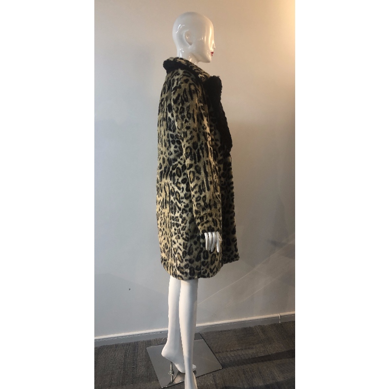 CAPPOTTO IN PELLICCIA STAMPA LEOPARDATA DONNA RLWF0028