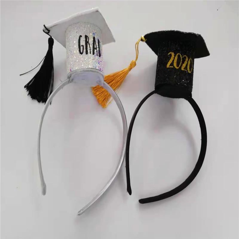 Cappello da laureato bianco con cappello per feste di laurea con glitter colorati