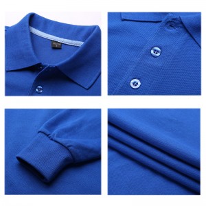 Polo da golf in cotone tinta unita manica lunga # TC-Regular